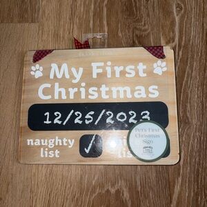 Pet’s My First Christmas Sign Chalkboard Announcement Holiday Photo New